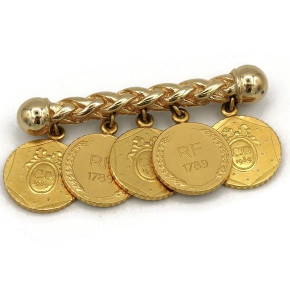 Christian Dior Brooch Pin 1989 French Bicennential Gold Coin CD Vintage Ladies - Picture 5 of 11